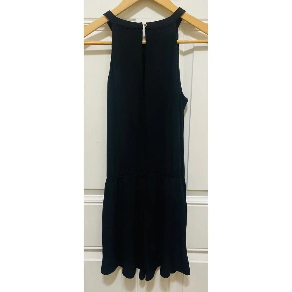 WHBM‎ Black Halter Romper Sleeveless Keyhole Casual Jumpsuit XXS